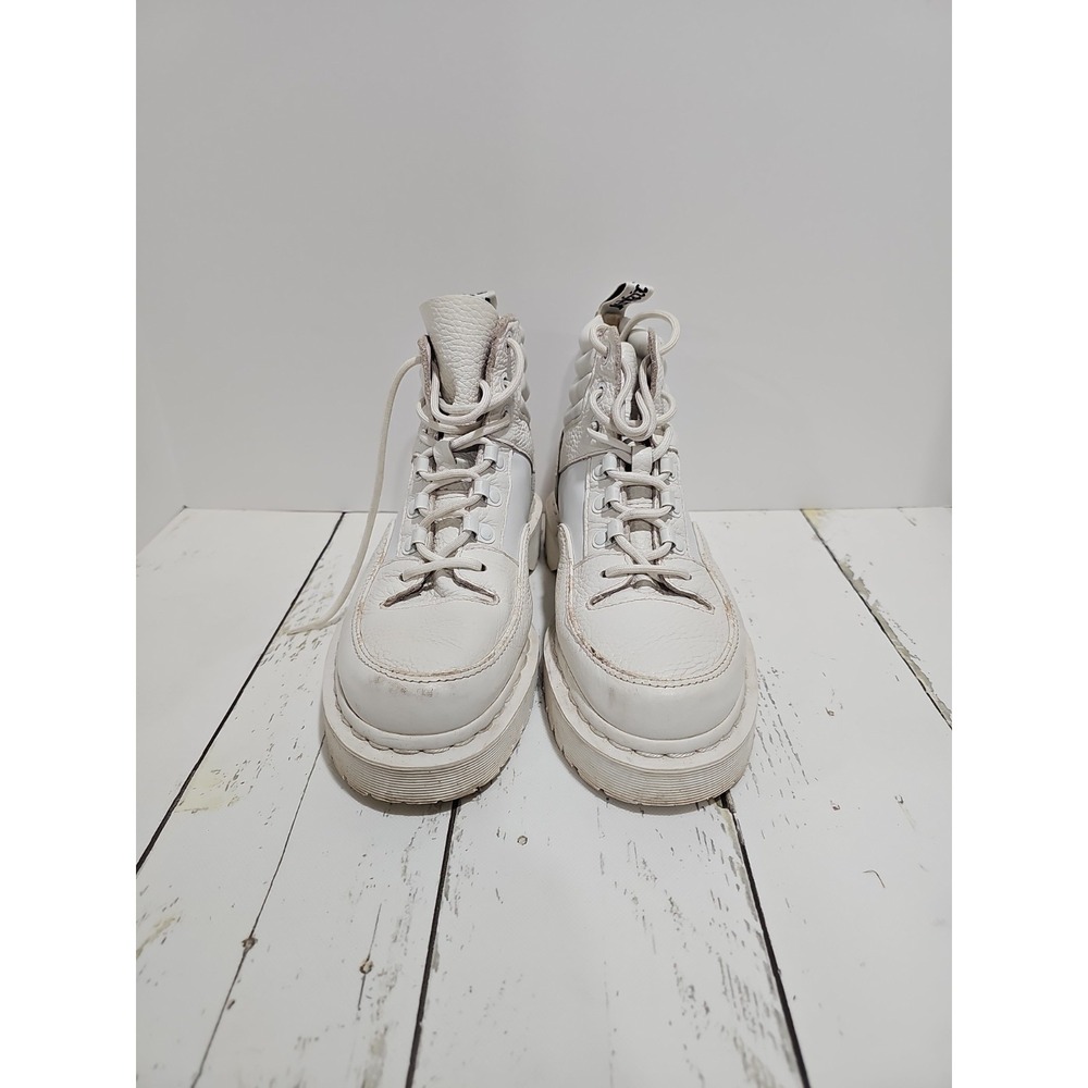 Dr Martens 939 White Leather Hiker Boots Padded Collar Ankle Womens Size 8 - Picture 2 of 16